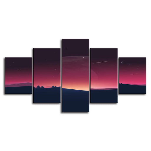 The Desert´s Sunset 5 Piece HD Multi Panel Canvas Wall Art Frame - Original Frame