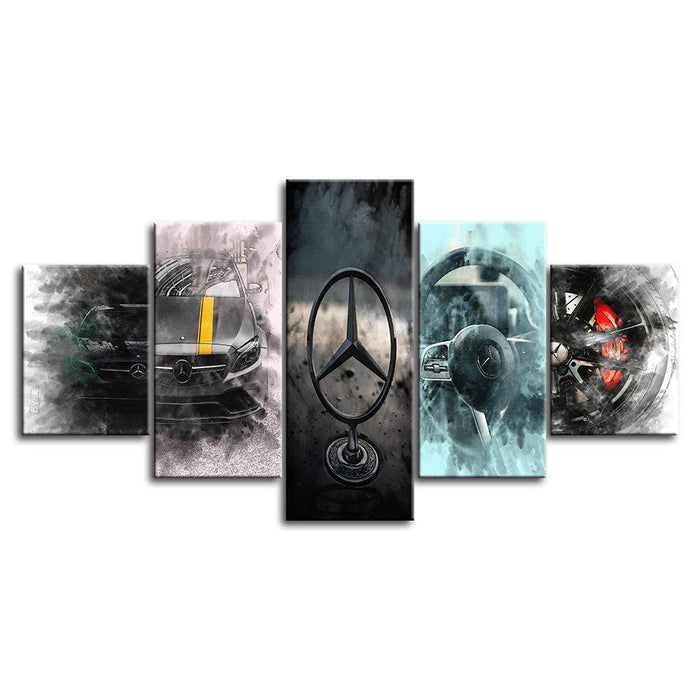 The Smokey Fancy Car Collection 5 Piece HD Multi Panel Canvas Wall Art Frame - Original Frame