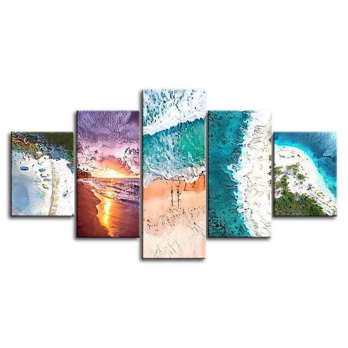 The Abstract Beaches Collection 5 Piece HD Multi Panel Canvas Wall Art Frame