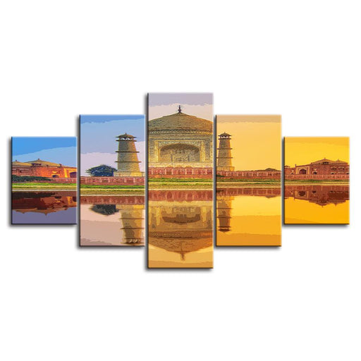 The Sunset From The Palace 5 Piece HD Multi Panel Canvas Wall Art Frame - Original Frame