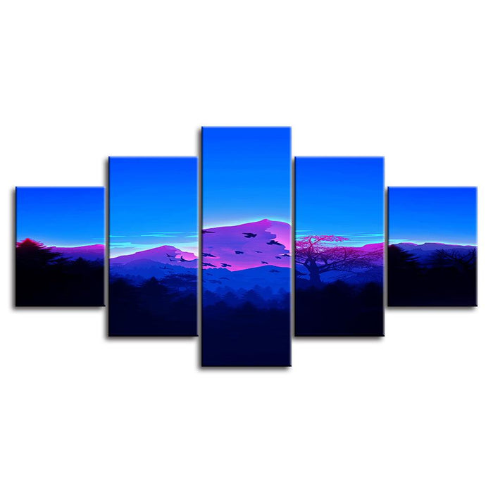 The Purple Mountains 5 Piece HD Multi Panel Canvas Wall Art Frame - Original Frame