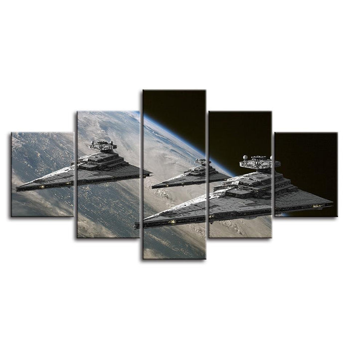 Ships In Space 5 Piece HD Multi Panel Canvas Wall Art Frame - Original Frame