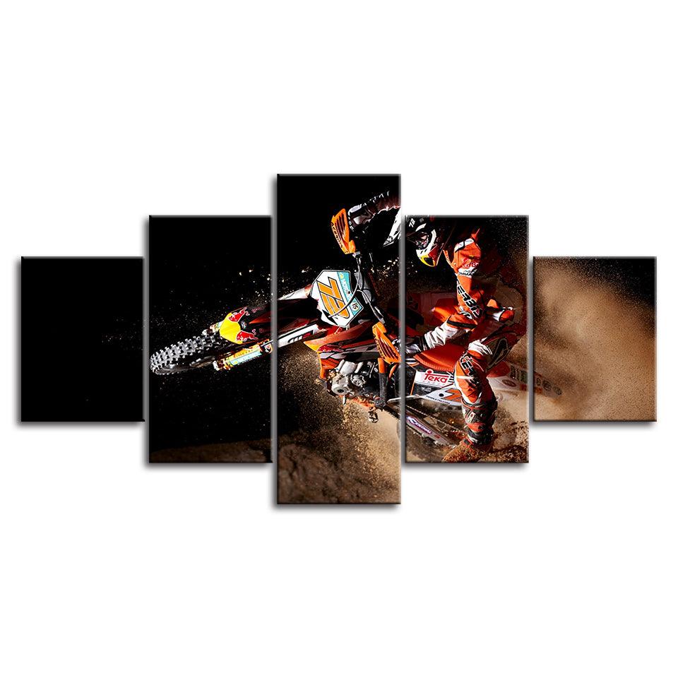 Motorcycle Racing 5 Piece HD Multi Panel Canvas Wall Art Frame - Original Frame