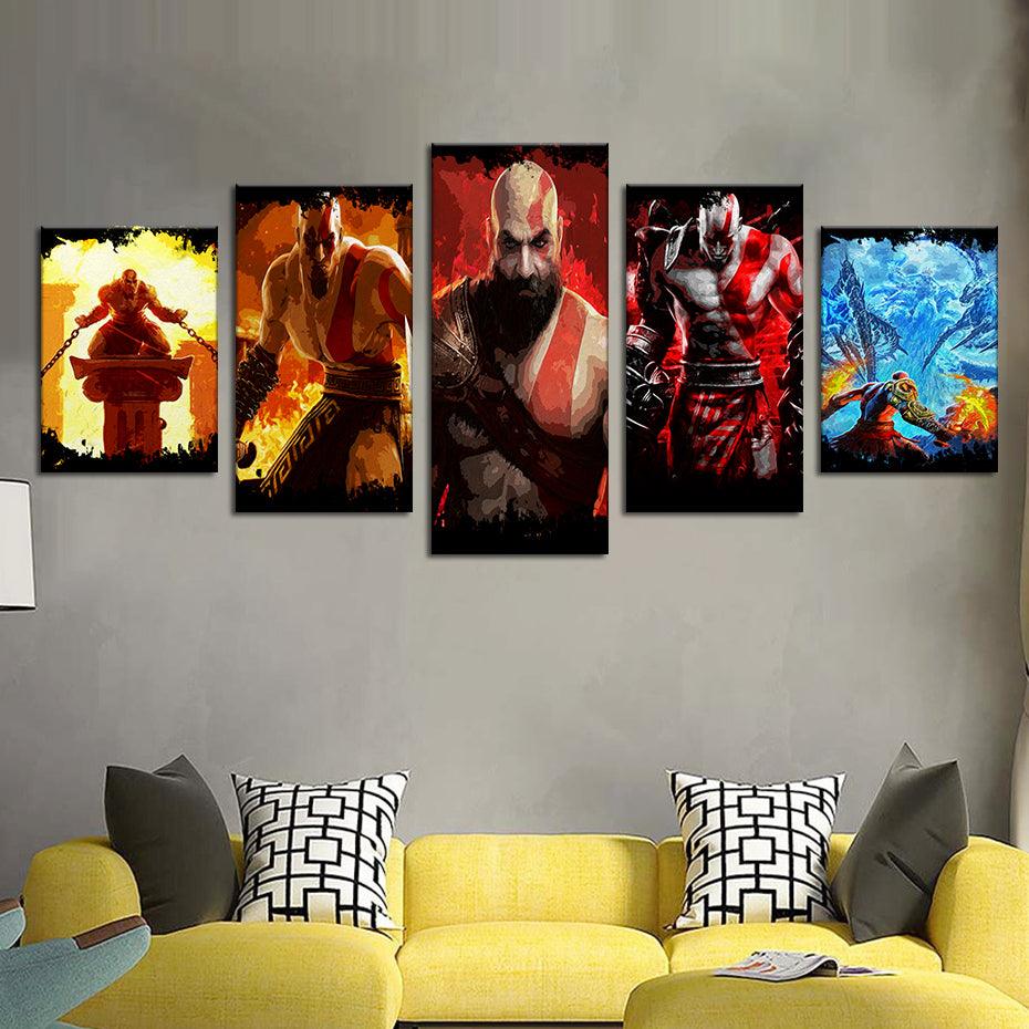 God Of Wars 5 Piece HD Multi Panel Canvas Wall Art Frame - Original Frame