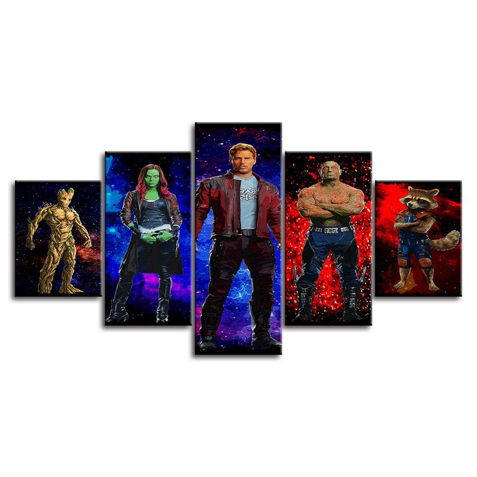 The Guardians Of The Galaxy Collection 5 Piece HD Multi Panel Canvas Wall Art Frame - Original Frame