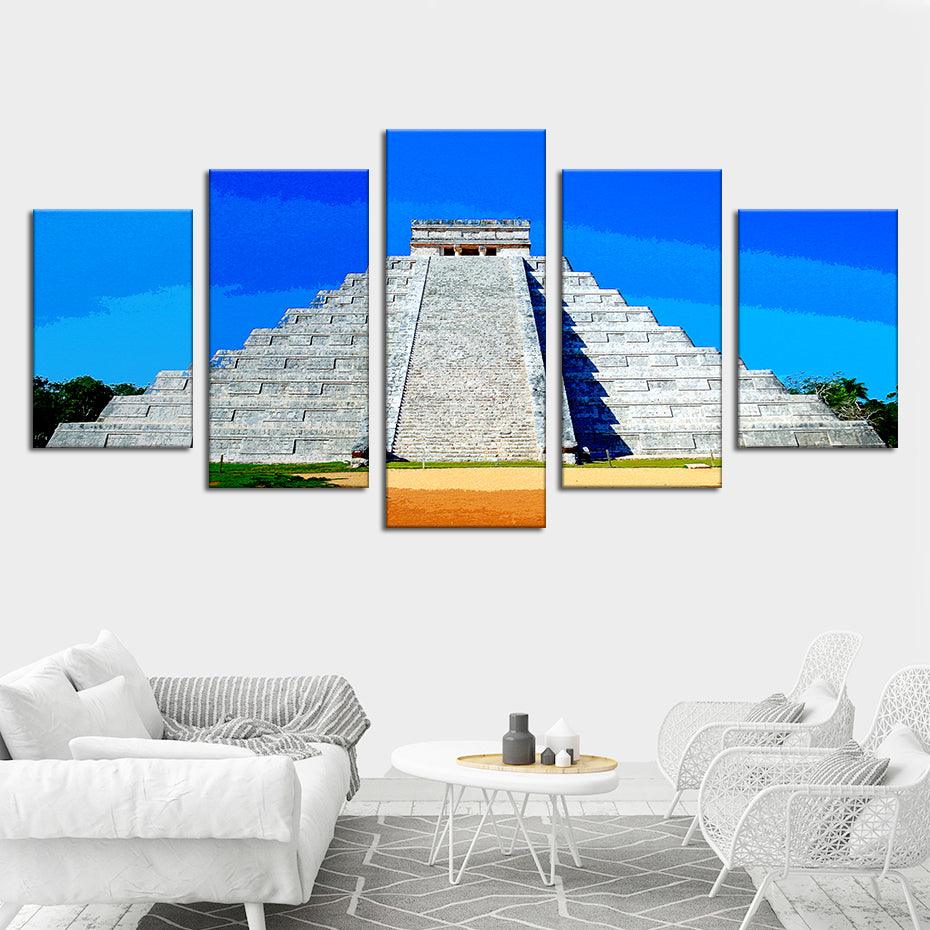 Chichen-Itza 5 Piece HD Multi Panel Canvas Wall Art Frame - Original Frame