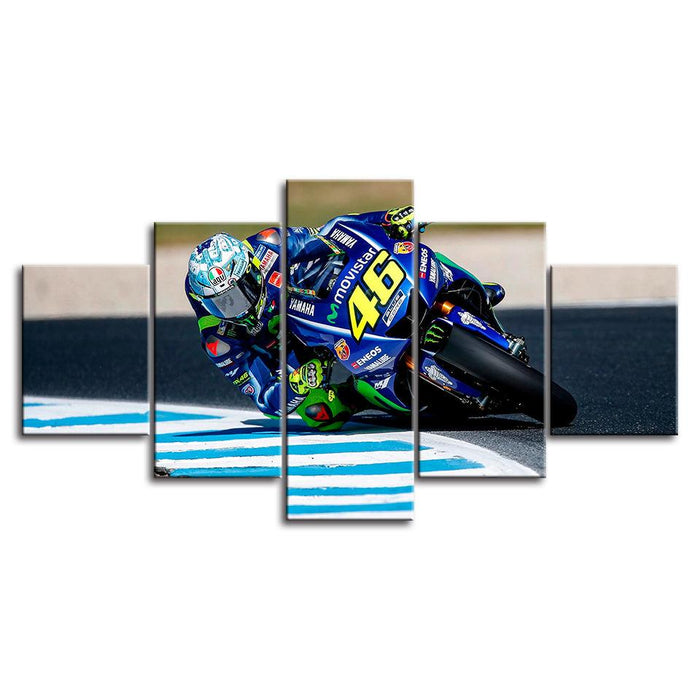 Motorcycle Race 5 Piece HD Multi Panel Canvas Wall Art Frame - Original Frame