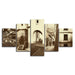 The Vintage Brown Town 5 Piece HD Multi Panel Canvas Wall Art Frame - Original Frame