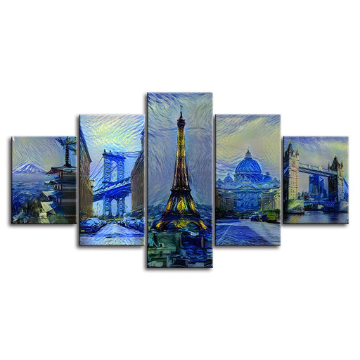 Wonders Of The World 5 Piece HD Multi Panel Canvas Wall Art Frame - Original Frame