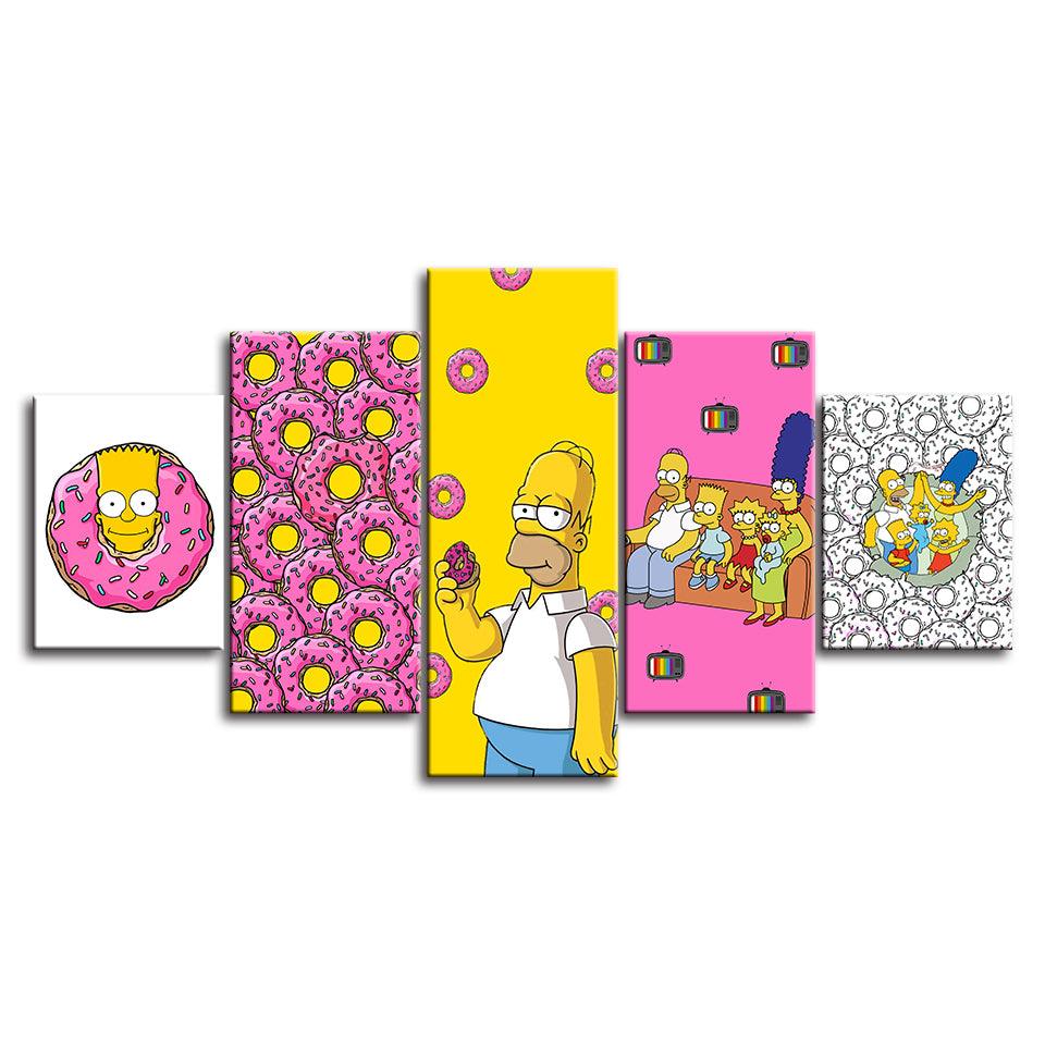 The Simpsons 5 Piece HD Multi Panel Canvas Wall Art Frame - Original Frame