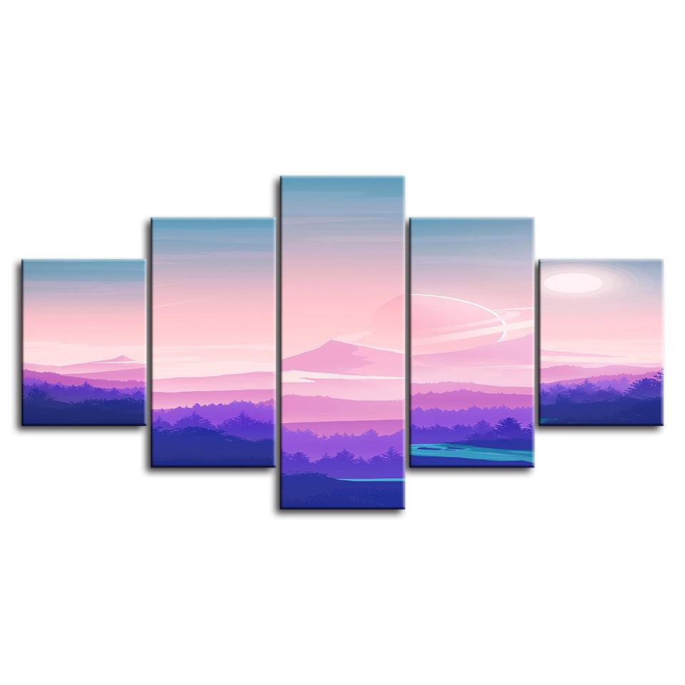 The Pink Collection 5 Piece HD Multi Panel Canvas Wall Art Frame - Original Frame