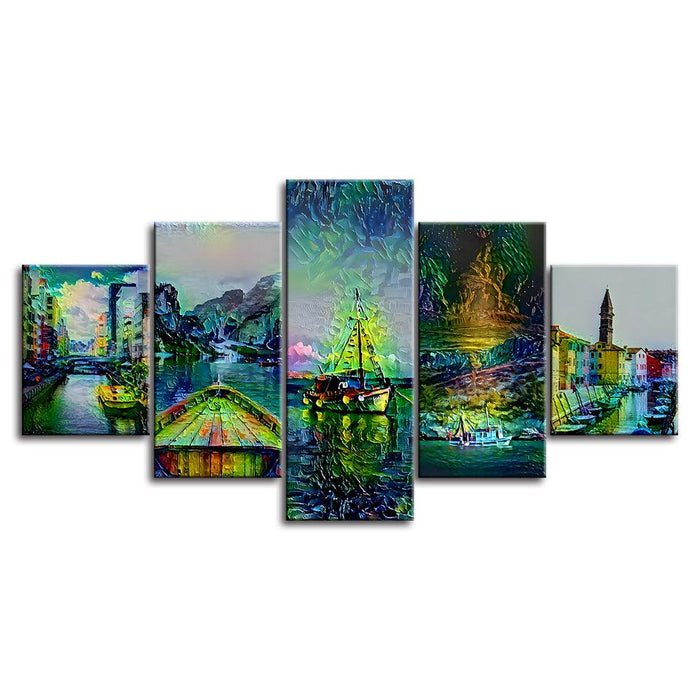 Abstract Italy Collection 5 Piece HD Multi Panel Canvas Wall Art Frame