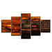 An Orange Evening In Town Collection 5 Piece HD Multi Panel Canvas Wall Art Frame - Original Frame