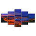 The Blue And Orange Evening Collection 5 Piece HD Multi Panel Canvas Wall Art Frame - Original Frame