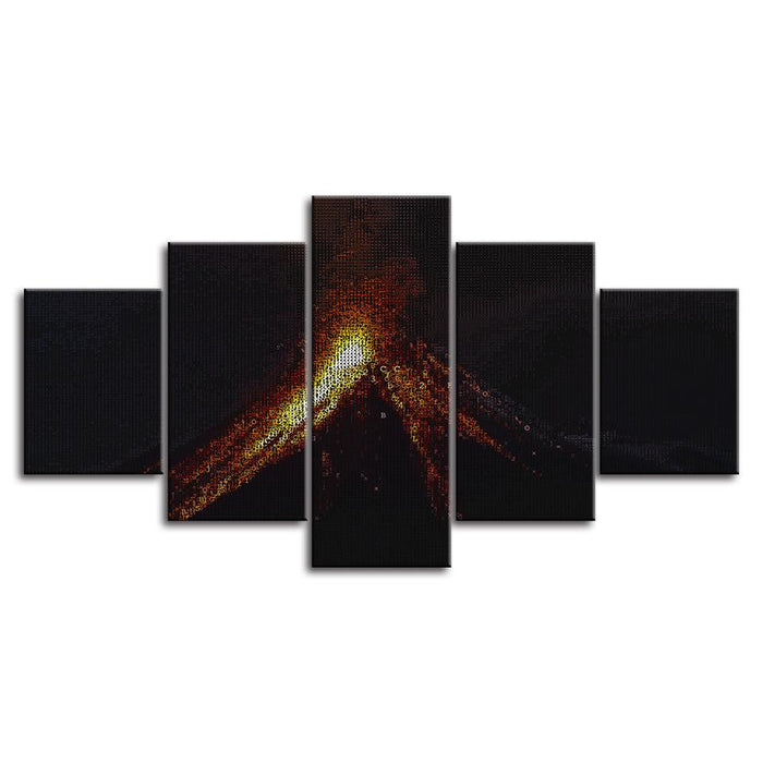 The Abstract Bonfire Collection 5 Piece HD Multi Panel Canvas Wall Art Frame
