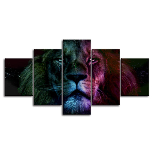 The Colorful Lion Collection 5 Piece HD Multi Panel Canvas Wall Art Frame - Original Frame