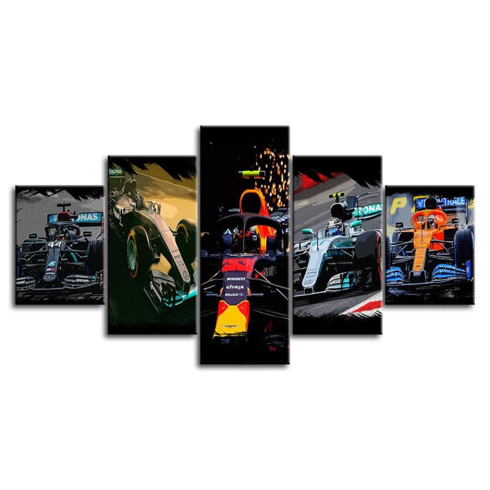 The Sports Cars Collection 5 Piece HD Multi Panel Canvas Wall Art Frame - Original Frame