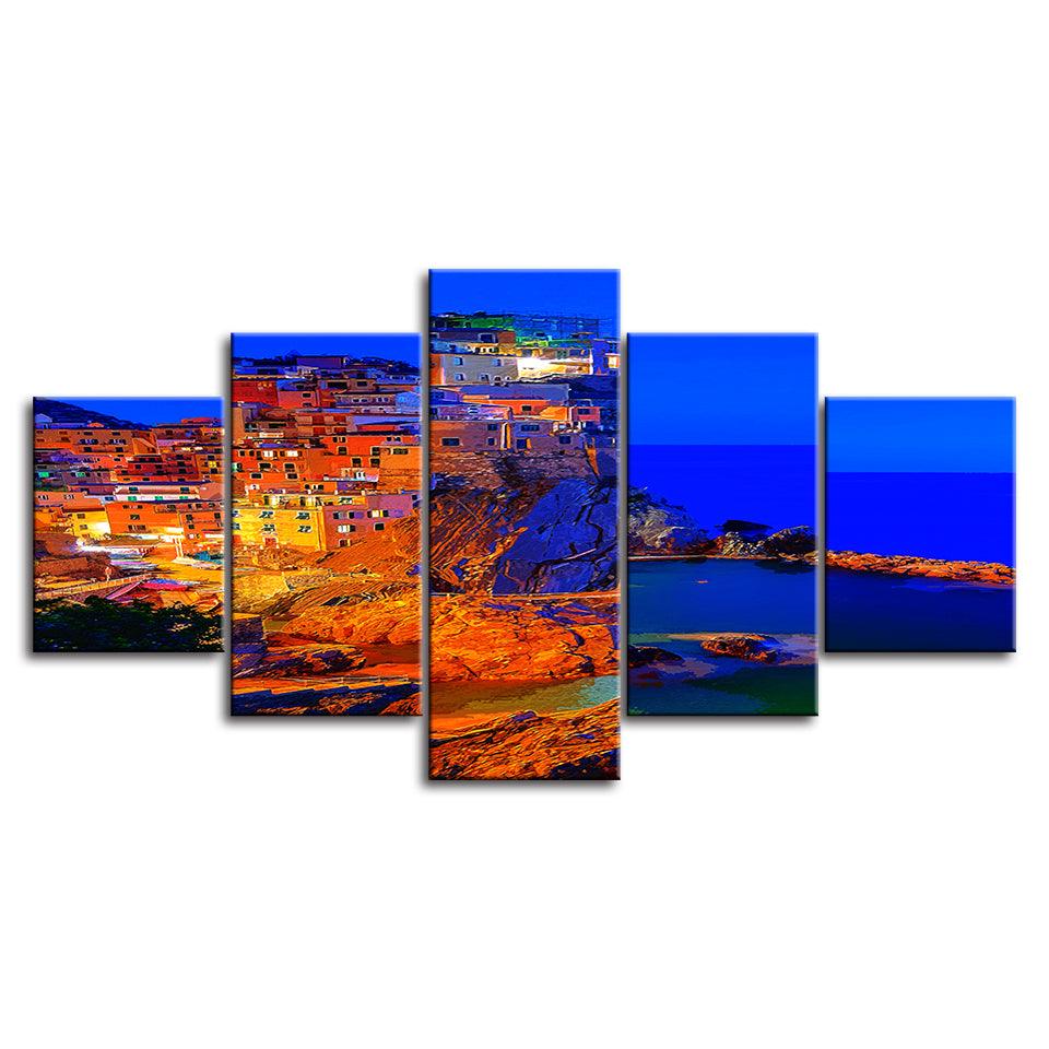 The Warm City Collection 5 Piece HD Multi Panel Canvas Wall Art Frame - Original Frame