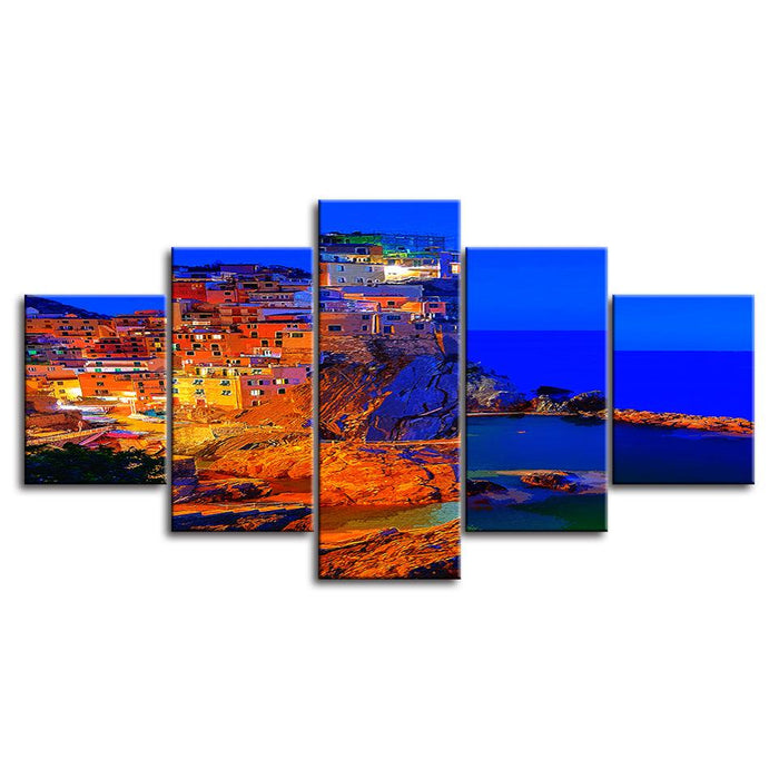 The Warm City Collection 5 Piece HD Multi Panel Canvas Wall Art Frame - Original Frame