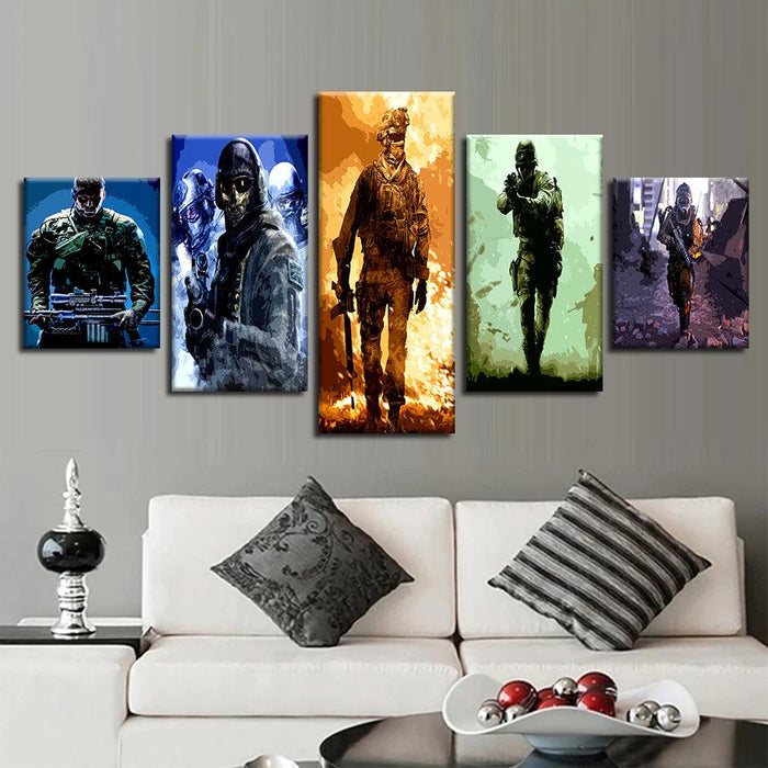 Call Of Duty 5 Piece HD Multi Panel Canvas Wall Art Frame - Original Frame