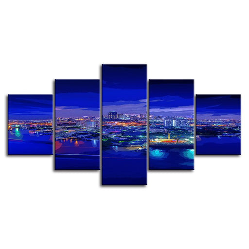 The Future City Collection 5 Piece HD Multi Panel Canvas Wall Art Frame - Original Frame