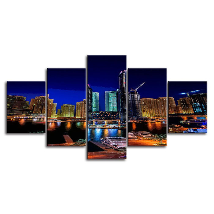 The Fancy City Collection 5 Piece HD Multi Panel Canvas Wall Art Frame