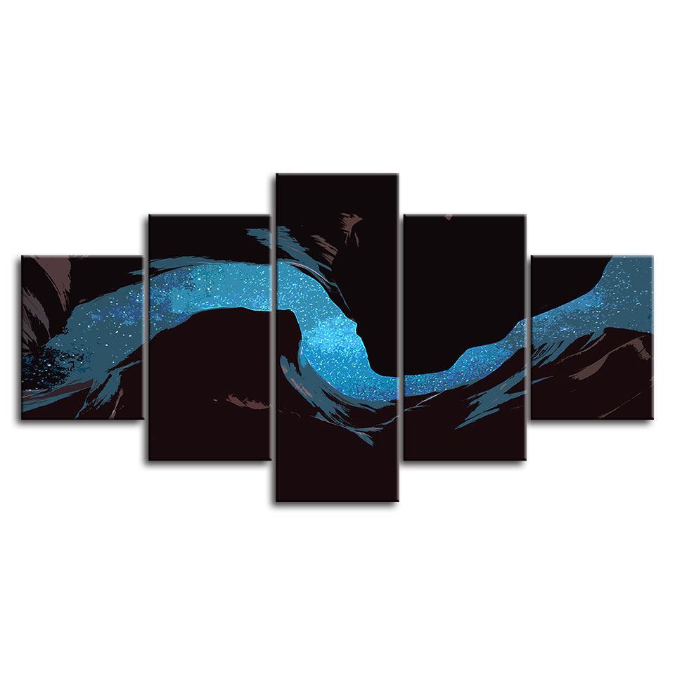 The Abstract River Collection 5 Piece HD Multi Panel Canvas Wall Art Frame - Original Frame