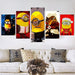 Adorable Yellow Minions 5 Piece HD Multi Panel Canvas Wall Art Frame - Original Frame