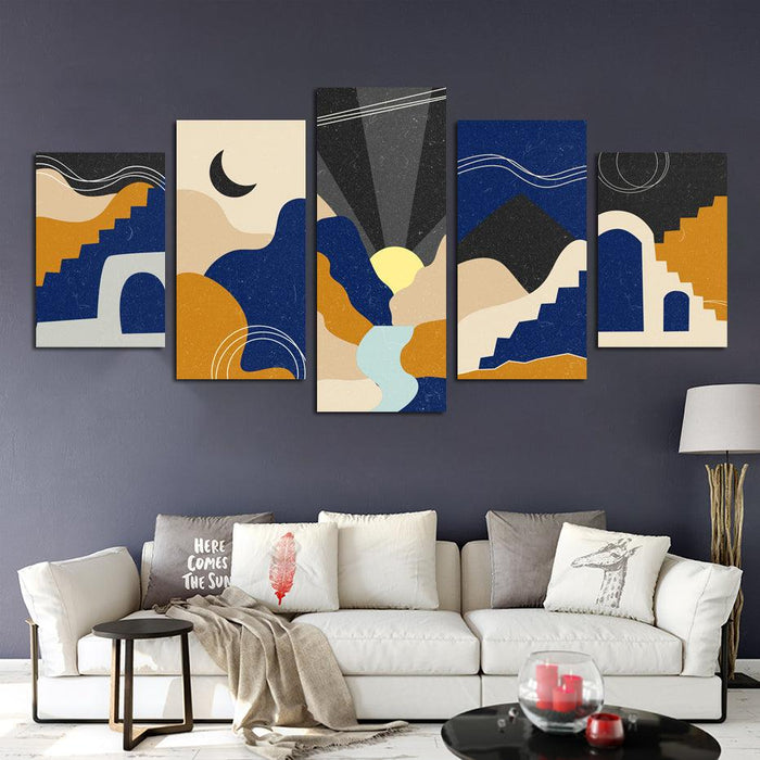 Beautiful Midnight Art 5 Piece HD Multi Panel Canvas Wall Art Frame - Original Frame