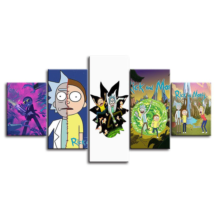 Rick And Morty 5 Piece HD Multi Panel Canvas Wall Art Frame - Original Frame