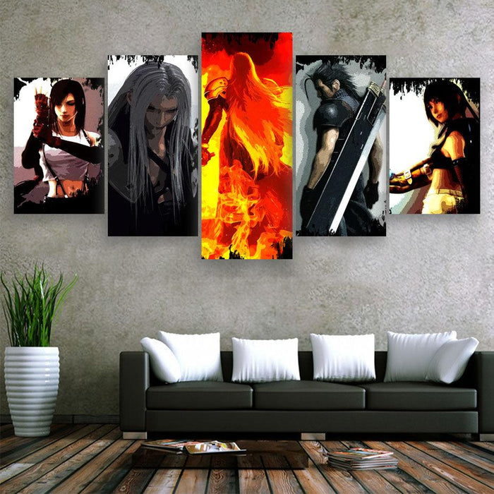 Final Fantasy 5 Piece HD Multi Panel Canvas Wall Art Frame - Original Frame