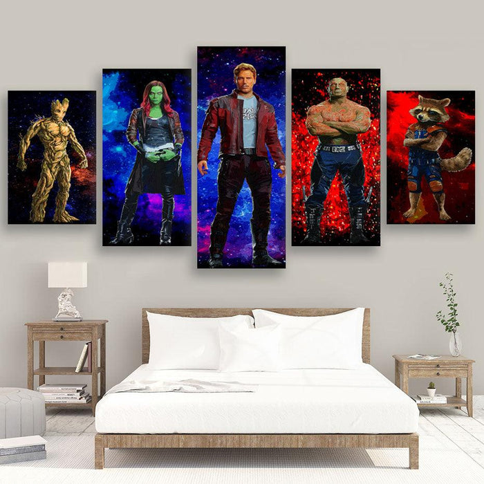 Guardians Of The Galaxy 5 Piece HD Multi Panel Canvas Wall Art - Original Frame