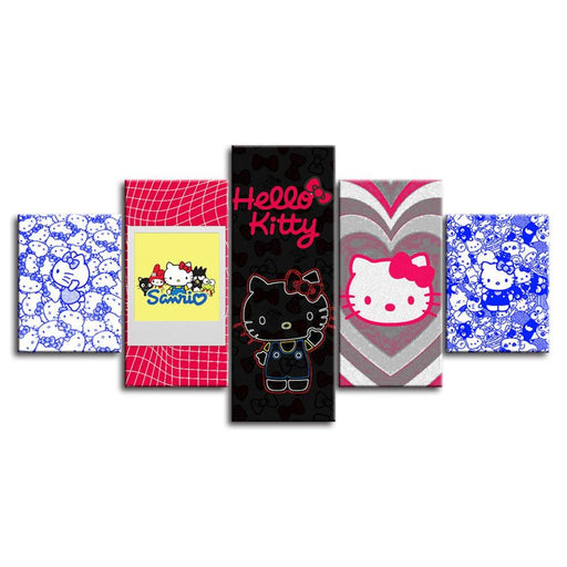 Hello Kitty 5 Piece HD Multi Panel Canvas Wall Art Frame - Original Frame