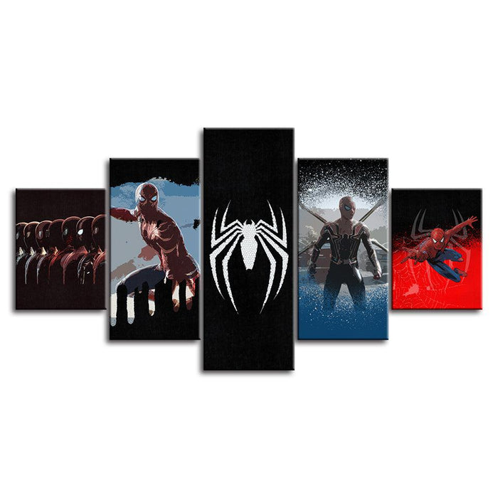 Spiderman 5 Piece HD Multi Panel Canvas Wall Art Frame - Original Frame