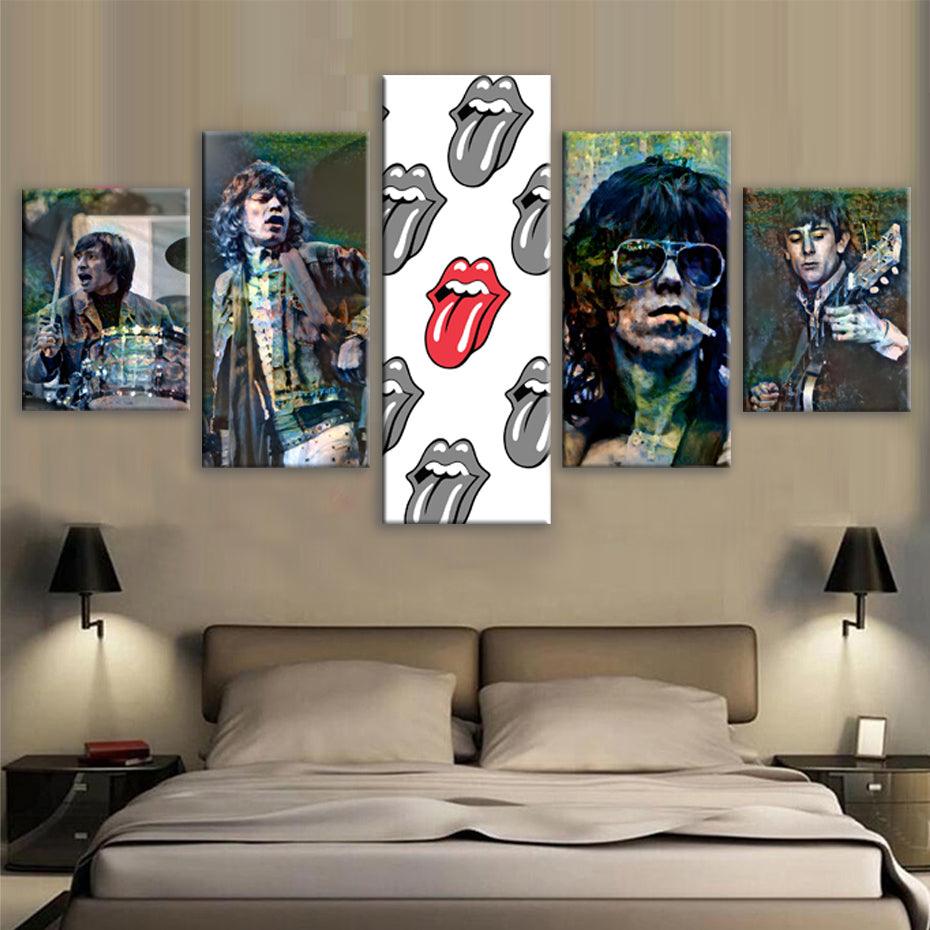 Rolling Stones 5 Piece HD Multi Panel Canvas Wall Art Frame - Original Frame