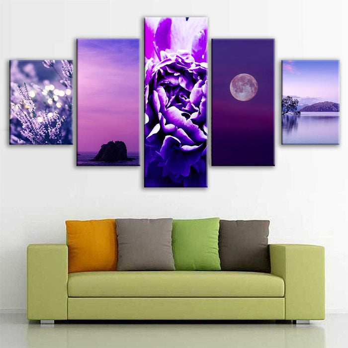 Very Peri Color 5 Piece HD Multi Panel Canvas Wall Art Frame - Original Frame