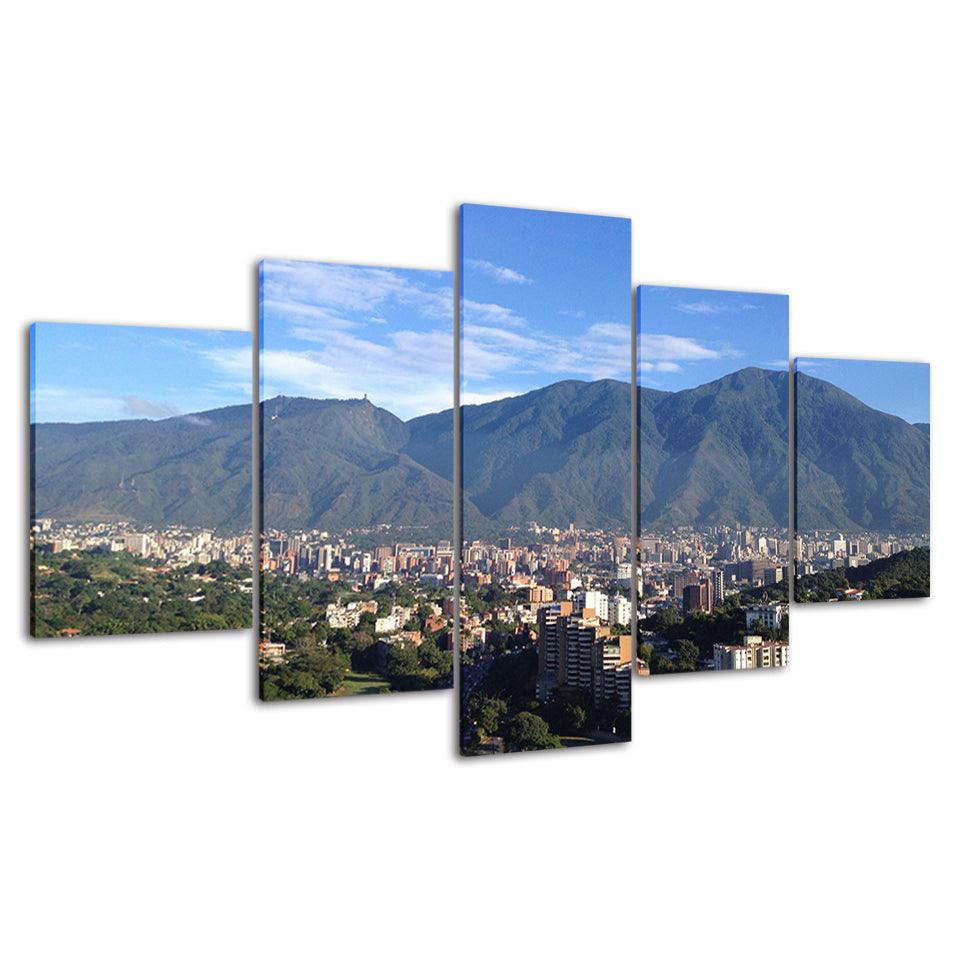 City Scenery 5 Piece HD Multi Panel Canvas Wall Art Frame - Original Frame