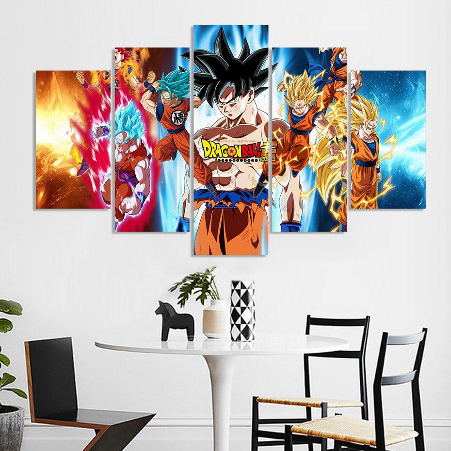 Epic Dragon Ball Z 5 Panel Canvas Art Frame - Original Frame