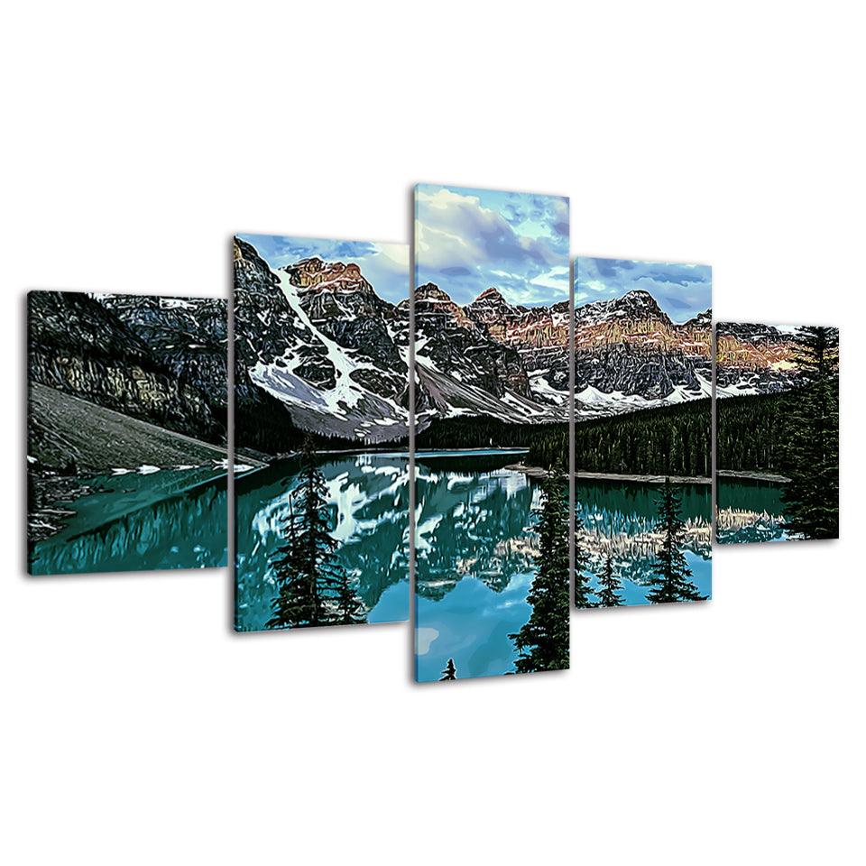 The Abstract Icy Landascape Collection 5 Piece HD Multi Panel Canvas Wall Art Frame - Original Frame
