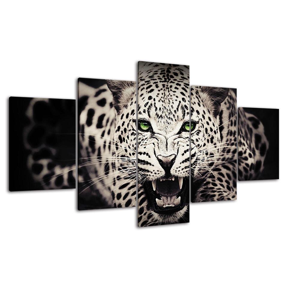 Wild Feline 5 Piece HD Multi Panel Canvas Wall Art Frame - Original Frame