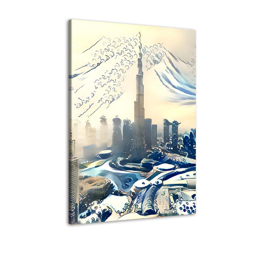 Abstract Water City 1 Piece HD Multi Panel Canvas Wall Art Frame - Original Frame