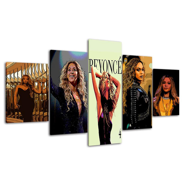 Beyoncé 5 Piece HD Multi Panel Canvas Wall Art Frame - Original Frame