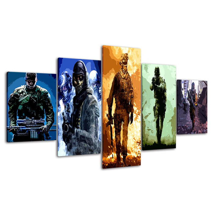 The Military Team 5 Piece HD Multi Panel Canvas Wall Art Frame - Original Frame