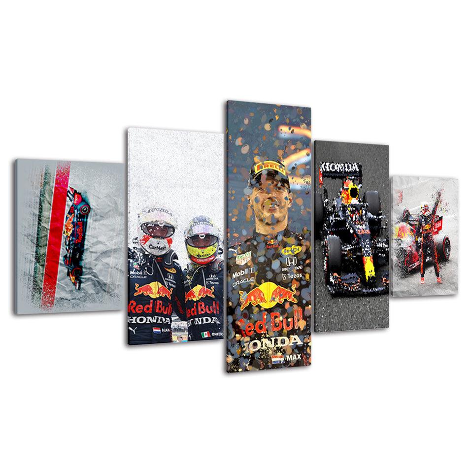 Formula 1 Racing 5 Piece HD Multi Panel Canvas Wall Art Frame - Original Frame