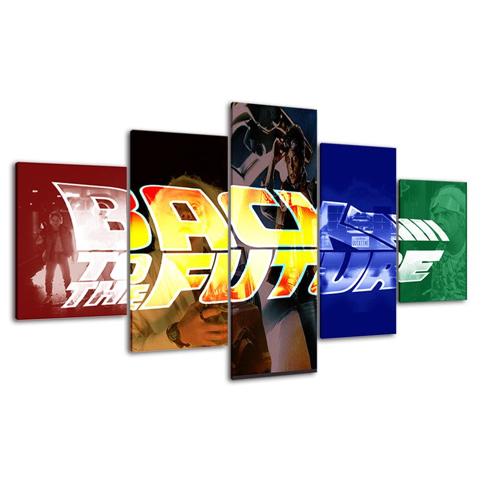 Back To The Future 5 Piece HD Multi Panel Canvas Wall Art Frame - Original Frame