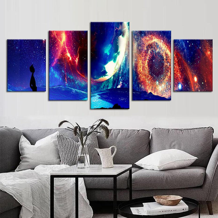 Galaxy Sky 5 Piece HD Multi Panel Canvas Wall Art Frame - Original Frame