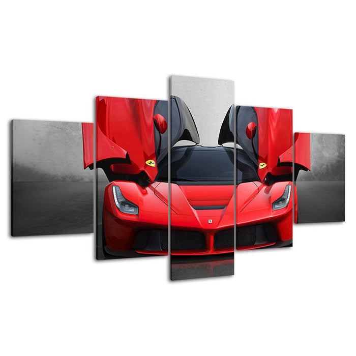 Luxury Ferrari Car 5 Piece HD Multi Panel Canvas Wall Art Frame - Original Frame