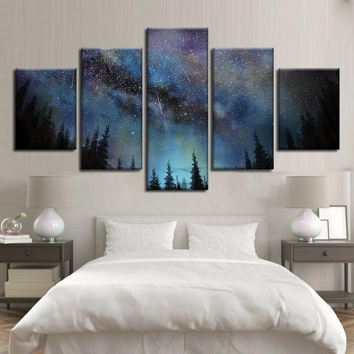 Stunning Starry Sky 5 Piece HD Multi Panel Canvas Wall Art Frame