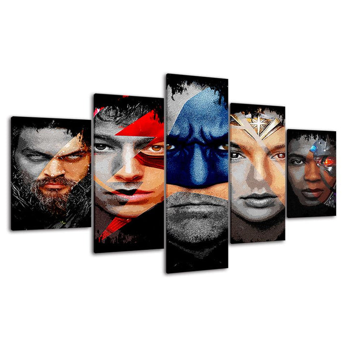 The Superheros Live Action 5 Piece HD Multi Panel Canvas Wall Art Frame - Original Frame