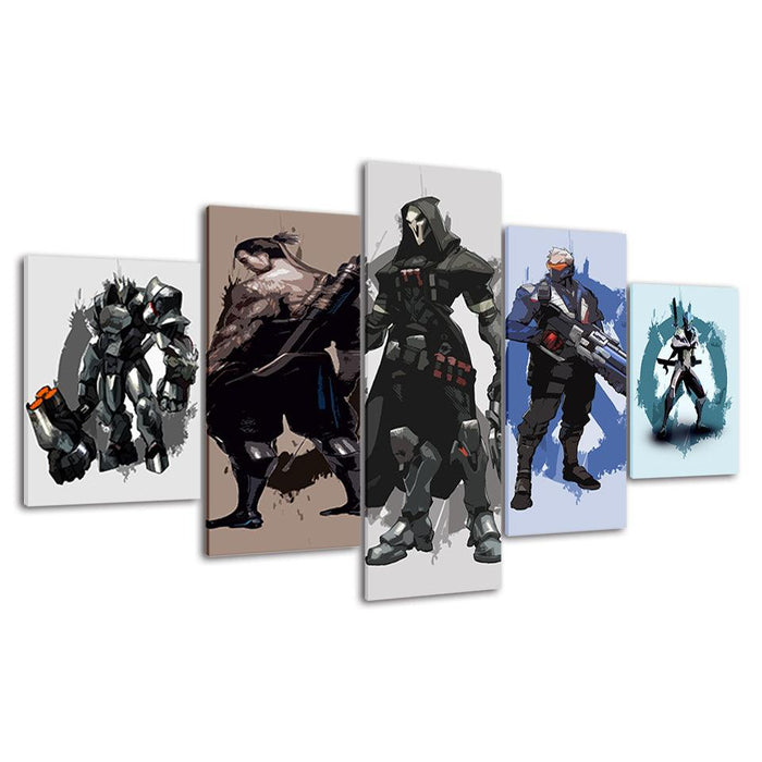 The Killer Team Cartoon 5 Piece HD Multi Panel Canvas Wall Art Frame - Original Frame